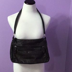 Women’s Stone & Co ‘Wrinkled’ Effect Leather Shoulder Bag Strap Brown Purse